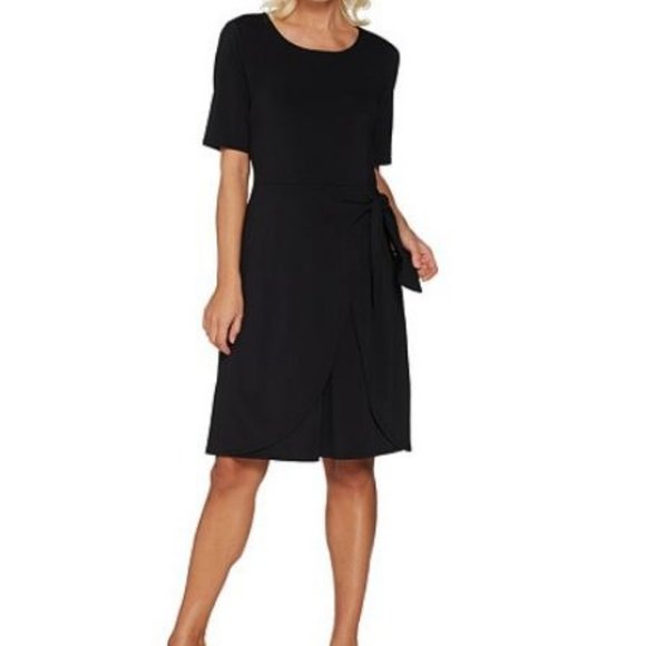 H by Halston Dresses & Skirts - H by Halston Jet Set Jersey Dress Faux Sarong Tie